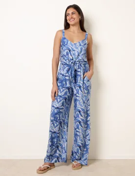 Tie Front Jumpsuit - S / NAVY - female - Blue Vanilla - FashionsVida