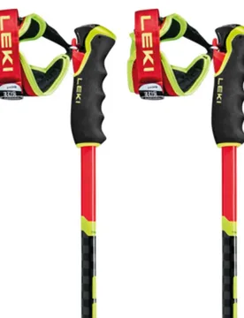 Bâtons Wcr Gs Carbon 3d Bright Red / Black / Neon Yellow 135 cm Homme - Leki Alpino - FashionsVida