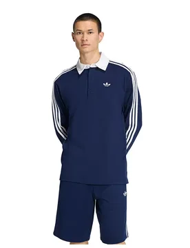 Polo à Manches Longues 3 Stripes Rugby Night Indigo M - Adidas Originals - FashionsVida