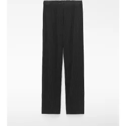 Pantalones rectos de mujer en tejido crinkle