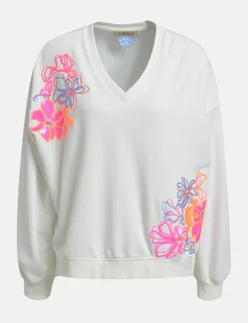 Sweatshirt mit Stickerei Weiß L - Smith & Soul - FashionsVida