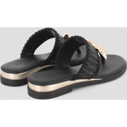 Sandalias de dedo de mujer de piel planas