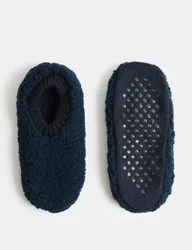 M&S Borg Slipper Socks Navy male