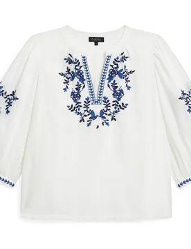 Blusa de mujer con bordados y manga francesa - Caroll - FashionsVida