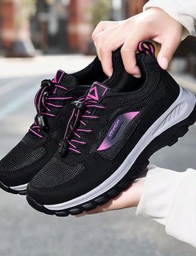 Zapatos para caminar de mujer, nuevos zapatos de primavera/otoño para damas, zapatos negros de malla transpirable, zapatos deportivos para senderismo