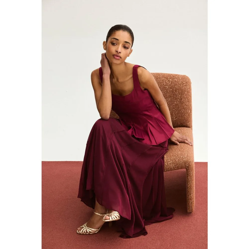 Falda de mujer de tiro alto y corte evasé - Bimani - FashionsVida