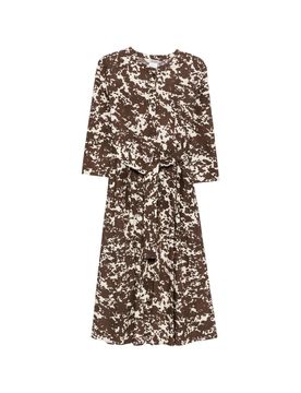 S Max Mara Band-Collar Cotton Dress with Three-Quarter Sleeves