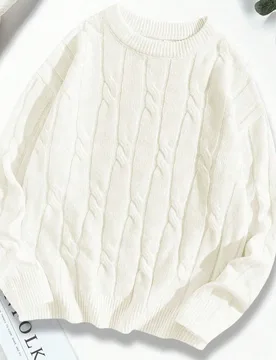 Pieza Suéter cálido casual personalizado con cuerda retorcida para niñas adolescentes, Navidad, Primavera/Otoño/Invierno - Shein - FashionsVida