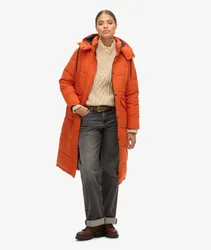 Superdry Damen Langer Everest Steppmantel Orange - Größe: 38