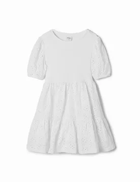 Robe combinée broderie suisse WHITE 7/8 female - Desigual - FashionsVida