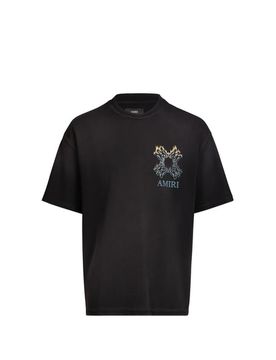 T-shirt droit imprimé en coton Noir XL Male