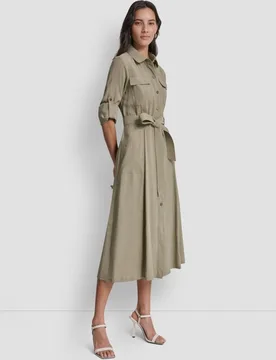 DKNY - Vestido midi de manga larga - DKNY - FashionsVida