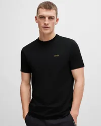 Tee Mens Stretch Cotton T-Shirt With Contrast Logo Nos - Black - Size Medium