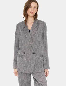 Women's GlendaSZ Double-breasted Blazer in Mid Grey Size: Large - Mid Grey - Size: L - Saint tropez - FashionsVida