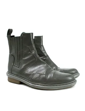 Grey Distressed Leather Chelsea Boots - Balenciaga - FashionsVida