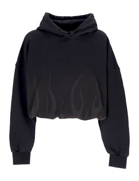 Felpa Cappuccio Corta Donna Corrosive Flames Hoodie Black