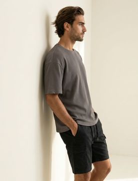 T-shirt comfort fit in cotone - grigio medio