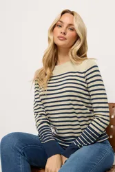 Women's Stripe Jumper in Dark Navy Size: 18-20 - Dark Navy - Size: 18-20