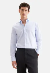 Regular Business Hemd Gestreift Blau 45