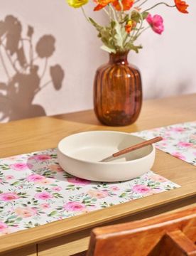 Tovagliette con motivo floreale, set da 2 - rosa pastello