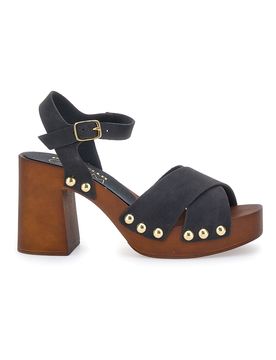Zoccoli Sandali Neri Con Tacco 9 Cm 8507 40