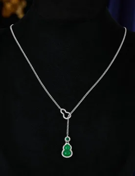 New Chinese Style Interlocking Green Chalcedony Hollow Gourd Necklace for Women, Light Luxury High-End Versatile Collarbone Chai - Aliexpress - FashionsVida