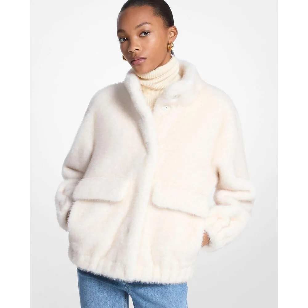 Abrigo de pelo sintético de mujer con cierre de corchetes - MICHAEL Michael Kors - FashionsVida