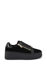 Women's 'Connected Zip' Suede Trainers in Black Size: 5 - Black - Size: 5