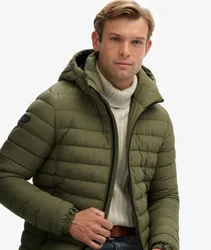 Superdry Herren Gesteppt Fuji Kapuzenjacke, Grün - Größe: XL