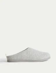 Felt Back Tab Mule Slippers Light Grey female