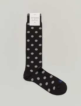 Calzino lungo nero in fantasia pois grigi - In the box - FashionsVida