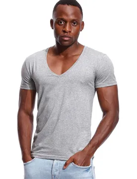 Deep V Neck T Shirt for Men Low Cut Vneck Wide Vee Tee Male Modal Drop Tail Slim Fit Short Sleeve Tshirt Invisible Undershirt - Aliexpress - FashionsVida