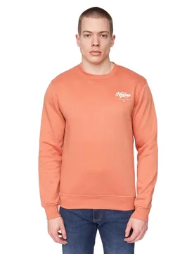 Mens Scripthen Crew Neck Sweatshirt (Brick Red) - Size Medium - Henleys - FashionsVida