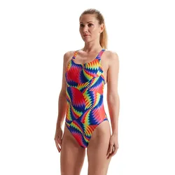 Allover Digital Leaderback Swimsuit Watermelon / Flare Pink / Mandarin Peel / Lemon Drizzle UK 28 Women