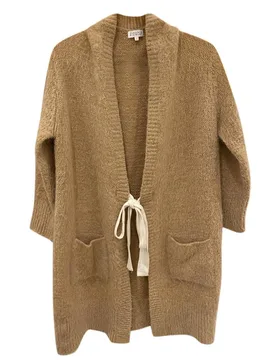 Beige Knit Tie Front Cardign - Claudie Pierlot - FashionsVida