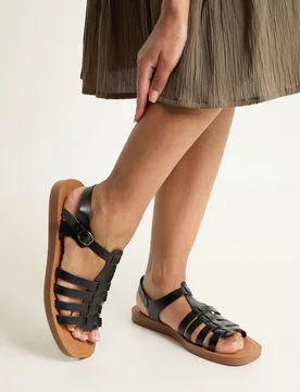 Womens : Dami Faux Leather T-Bar Flexisole Flat Sandal - Black - Size Uk 4 - Good for the Sole - FashionsVida