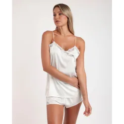 Pijama corto de mujer de tela satén