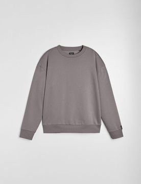 Felpa crewneck comfort fit con cotone - grigio scuro