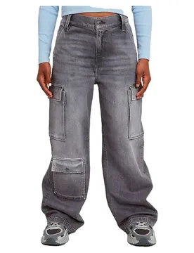 Jean Mega Cargo Loose Fit Sun Faded Glacier Grey 16 Années Fille