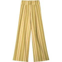 Pantalón recto de tiro bajo a rayas de mujer