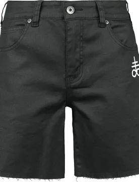 Gothic Short - Coated Shorts with Small Embroidery - 27 bis 30 - für Damen - Größe 27 - schwarz - Frauen - female - Black Blood by Gothicana - FashionsVida