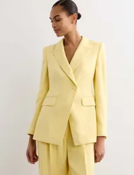 Textured Single Breasted Longline Blazer Yellow female