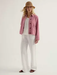 Pure Cotton Checked Collared Shacket Red Mix female