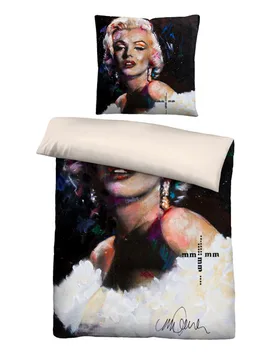 Mikrofaser Bettwäsche Marilyn Monroe weiß, 1x 155x220 cm + 1x 80x80 cm - SID MAURER - FashionsVida