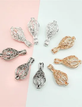 PcsTeardrop Pearl Cage Chain Pendant Fashionable Aromatherapy Essential Oil Diffuser Necklace, Perfect for DIY Jewelry - Aliexpress - FashionsVida