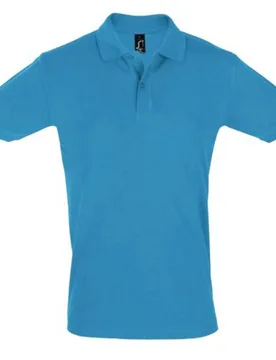 Mens Perfect Pique Short Sleeve Polo Shirt (Aqua) - Navy Cotton - Size Small - SOLS - FashionsVida