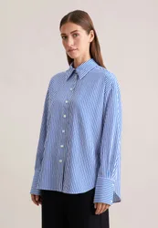 Oversized Bluse in fließender Ware Blau 40