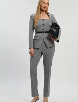 Women's Petite Tailored Marl Slim Leg Trouser in Grey Size: 10 - Grey - Size: 10 - Karen millen - FashionsVida