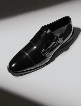 Patent Double Monk Strap Shoes Black male - Autograph - FashionsVida