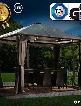 Alu Gartenpavillon SUMMERDREAM 3x3m grau inkl. LEDs